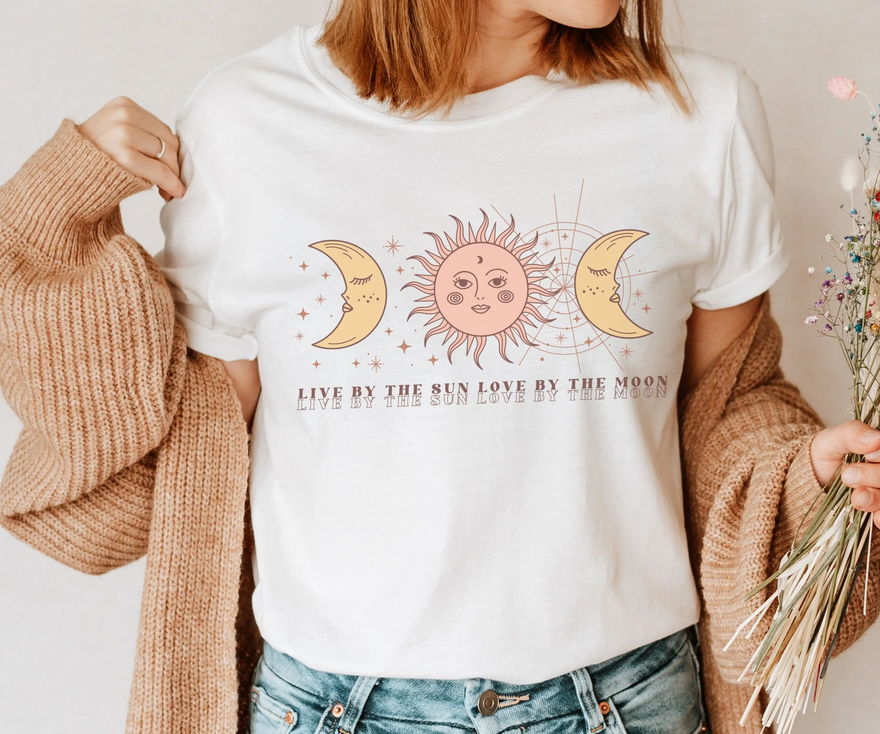 Alternative Celestial Sun And Moon T Shirt Magical Mystical Feminine Boho Cottagecore Astronomy Inspirational