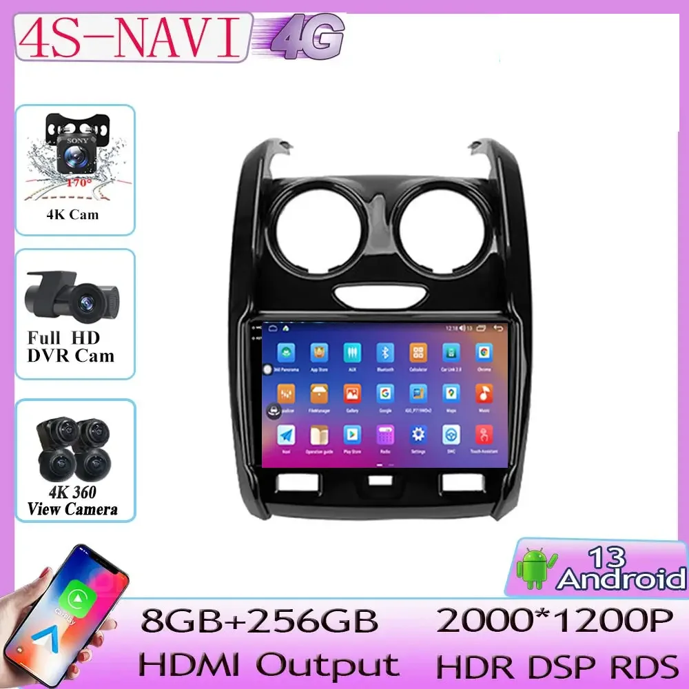 

For Renault Duster 2015 - 2020 Android 13 Car Video Auto radio Multimedia Player GPS Navigation BT No 2Din DVD Stereo Head Unit