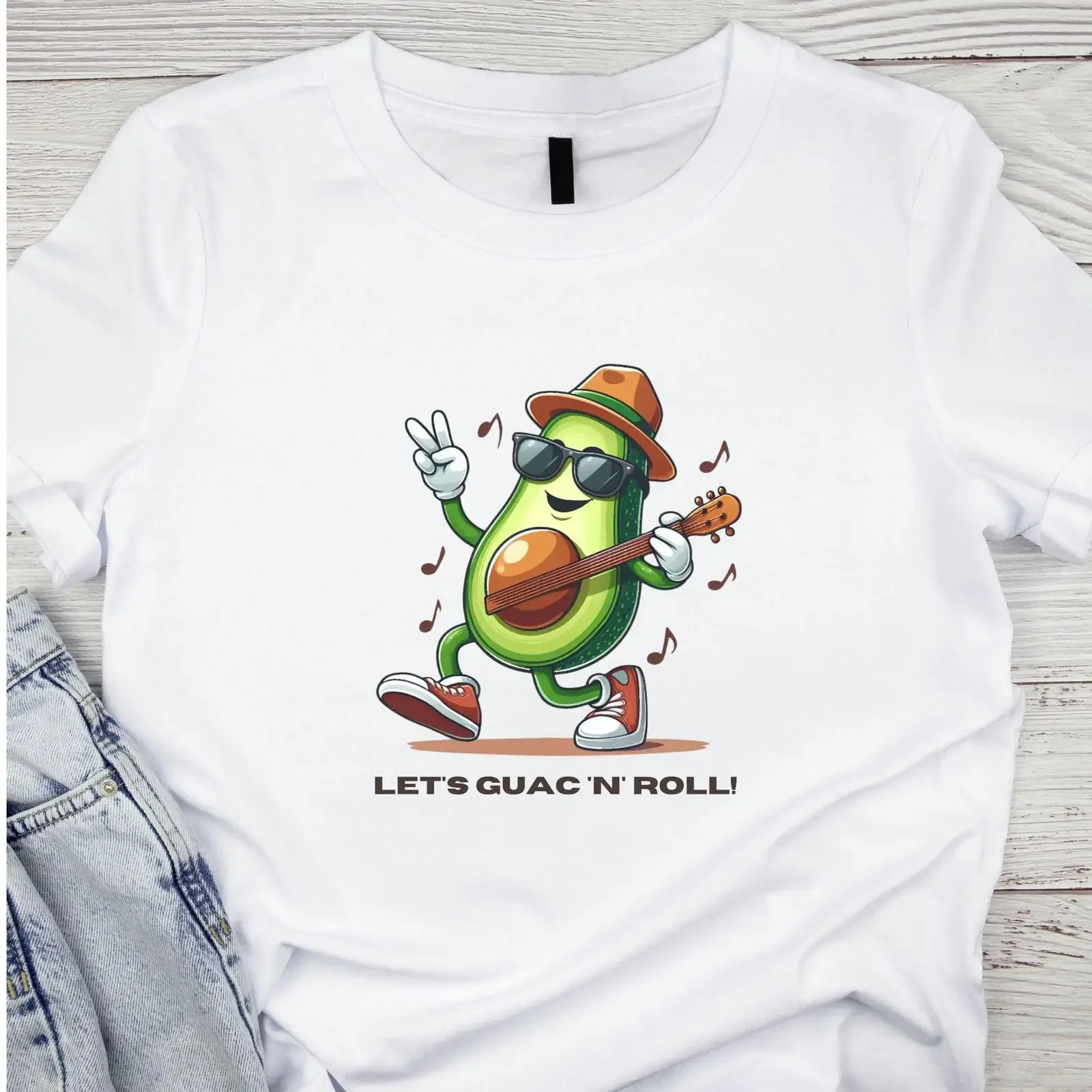 Let amp 39 s Guac n Roll T Shirt Fun Avocado Design vintage Washed Breathable fashion streetwear Slightly Unisex Comfortable