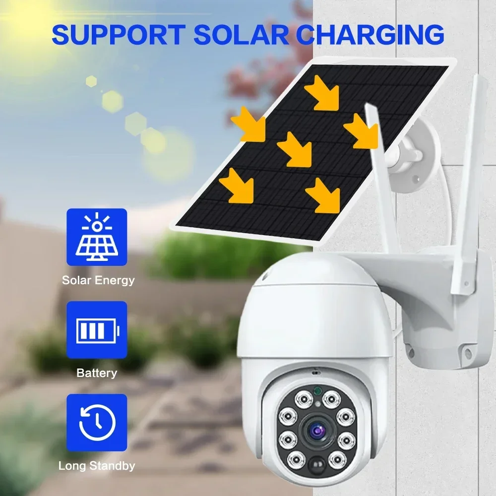 Tuya Solar 4G SIM PTZ Telecamera di sicurezza esterna 5MP Visione notturna Alimentata a batteria Wireless 4G CCTV Telecamera di sorveglianza Vita intelligente