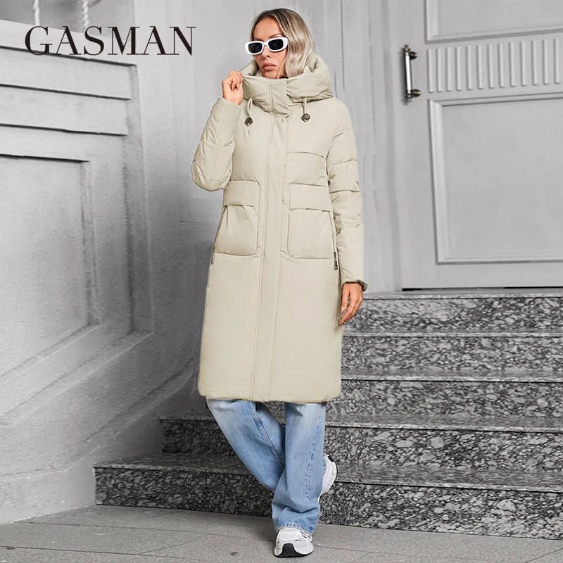 GASMAN 2024 Women\'s winter jacket fashion long Big pocket Coat women brand high-quality parka windproof warm down jackets 83323