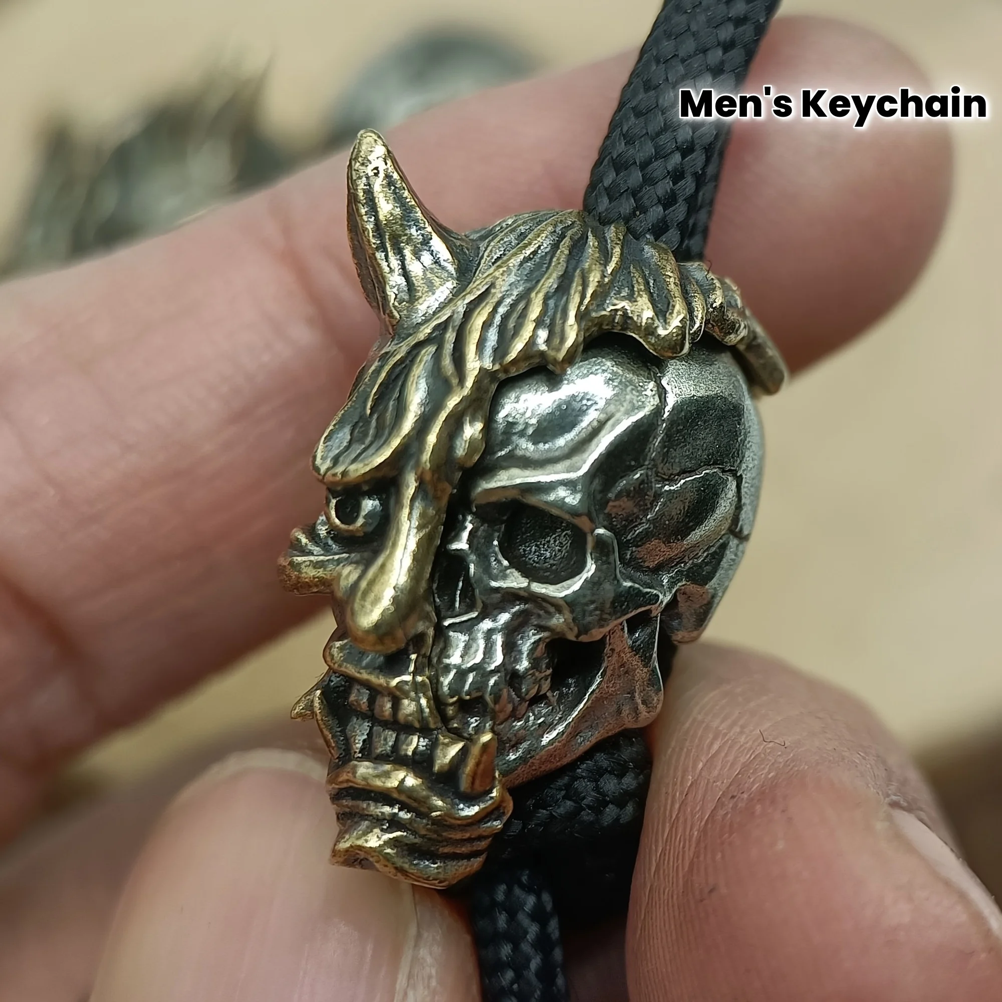 Men'S Keychain, Keyring, Hannya Demon Tactical Knife Pendant - The Yasha Night Series Composite Material Combination Structure, Suitable for EDC Pendan