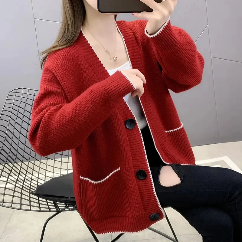 2024 New Spring Autumn Women Cardigans Sweater Long Sleeve Single Breasted Oversize Knitted Cardigans Taylor Long Sleeve Casual