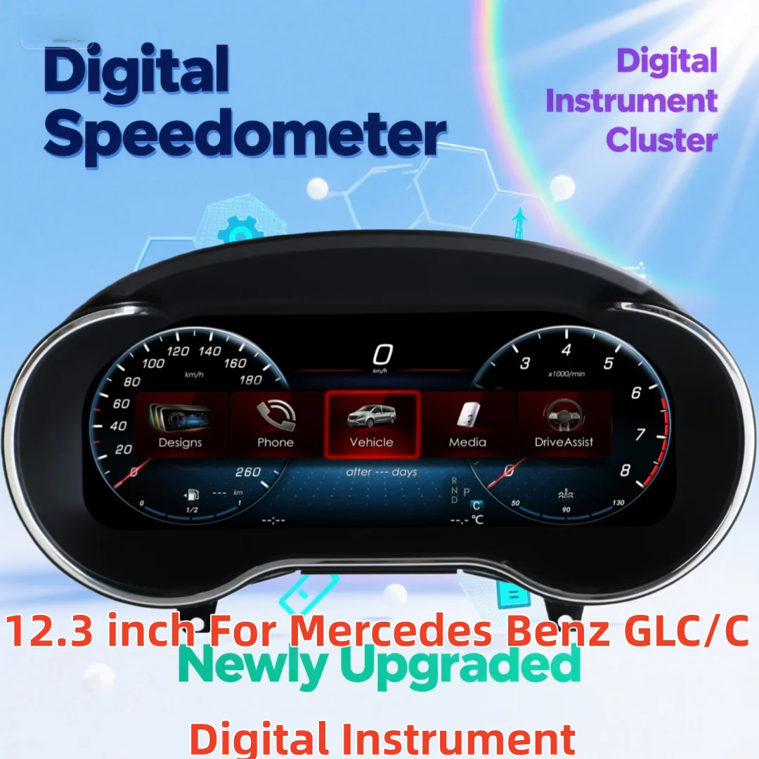 

12,3-дюймовый цифровой спидометр с ЖК-дисплеем для Mercedes Benz GLC C, тахометр, панель приборов, монитор