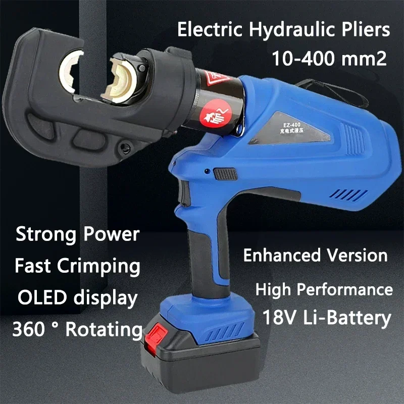 Enhanced Version Electric Hydraulic Pliers EZ-400 Rechargeable Crimping Pliers Cable Copper Aluminium Terminal Crimping Machine