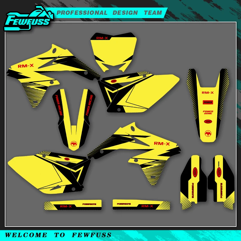 

Fewfuss для SUZUKI RMZ450 RMZ 450 2008-2017, графические наклейки, наклейки для мотоцикла, фон, индивидуальный номер, имя