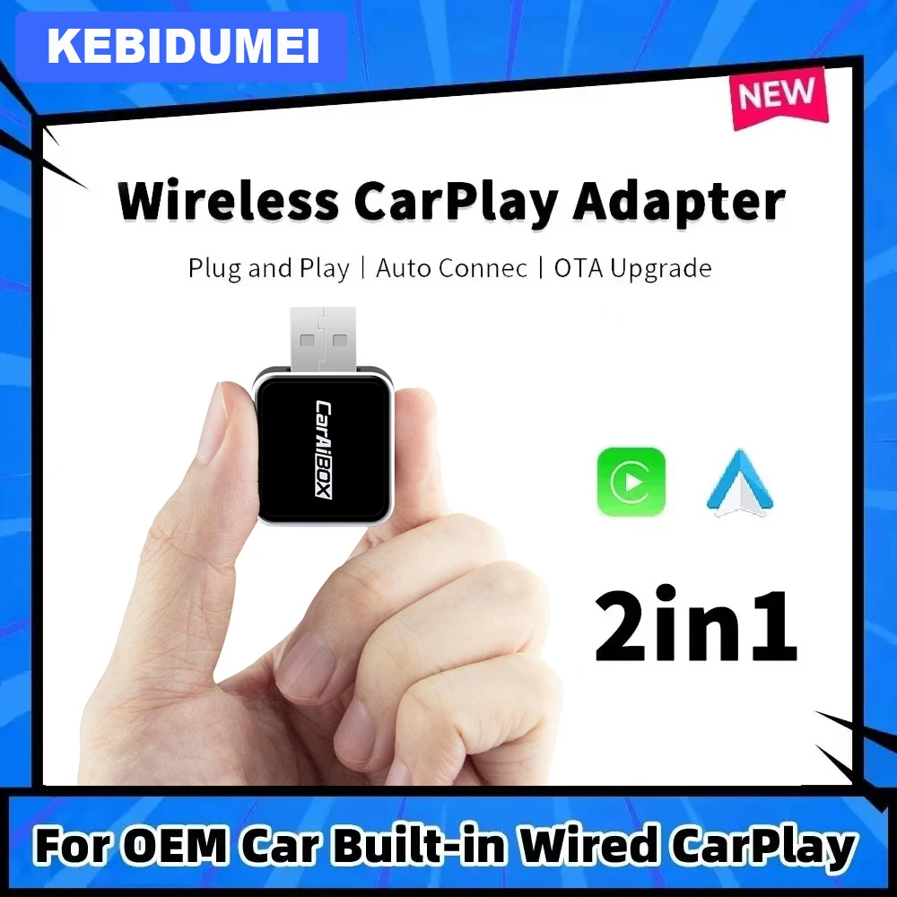 

Mini CarPlay&Android Auto AI Box Dongle Wired To Wireless For Audi Toyota Mazda Nissan Chevrolet Suzuki Subaru Kia Ford