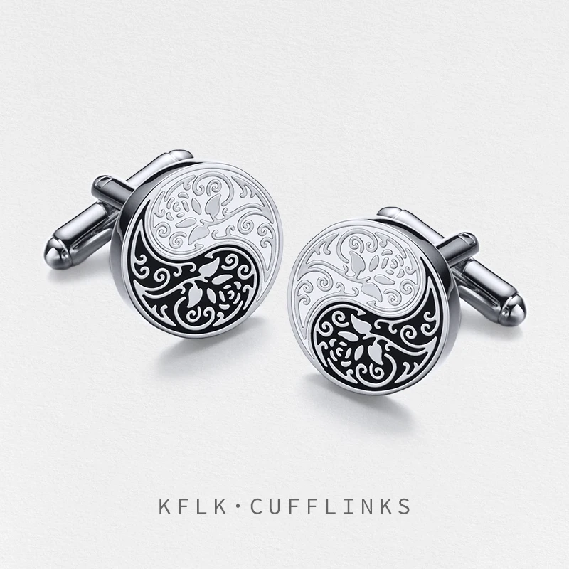 KFLK Design High Quality Cufflinks for Mens Chinese Style Tai Chi Rose Cuff links Buttons Shirt Wedding Custom Guests