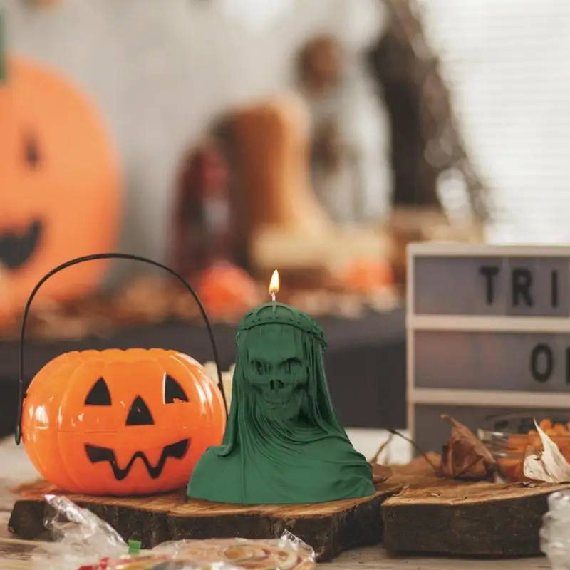 الإبداعية المحجبات الجمجمة الملك شمعة سيليكون قالب الإغاثة DIY بها بنفسك الروائح شمعة قالب هالوين ديكور حفلة هدايا الشوكولاته