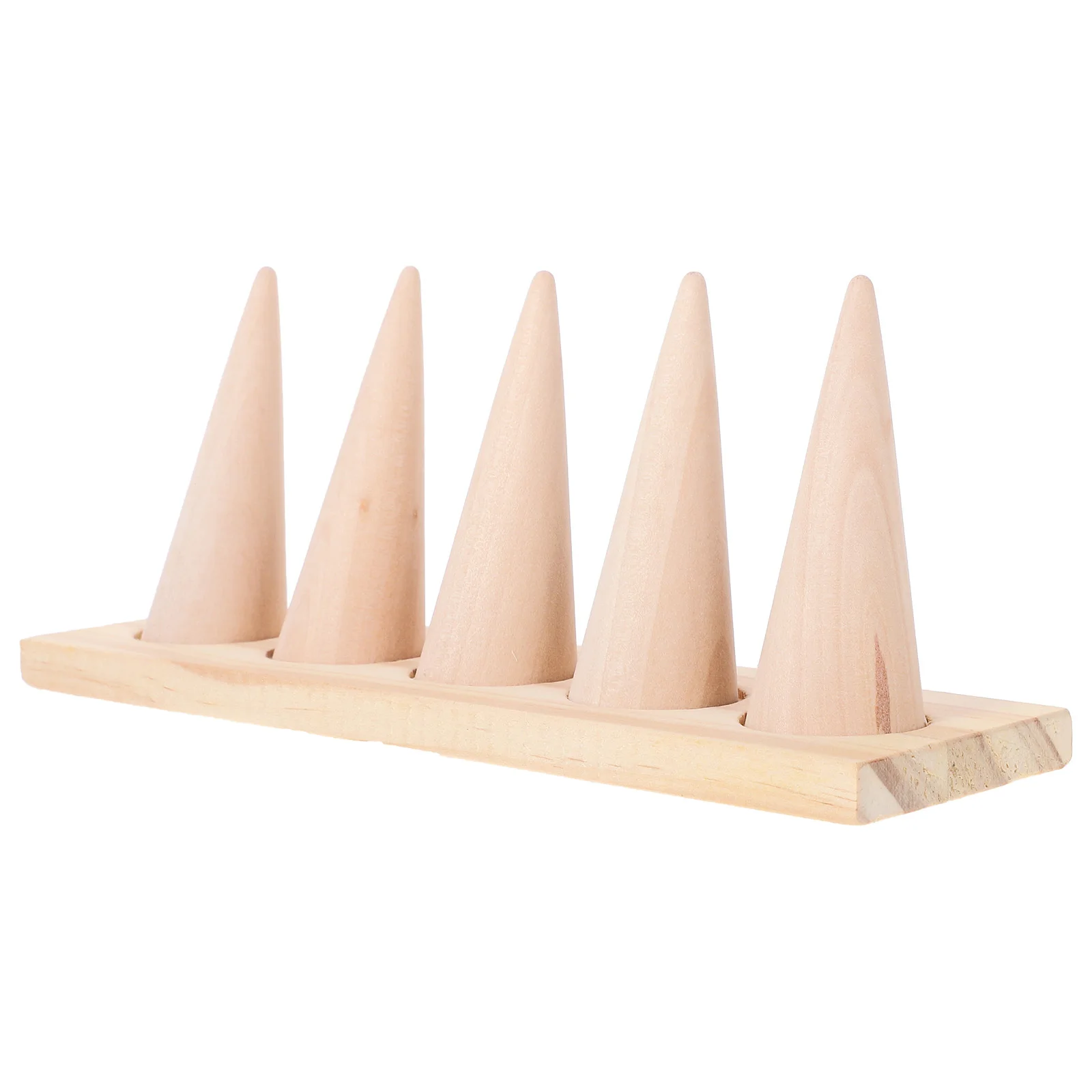 

Solid Wood Stand Small Jewelry Holder For Desktop Showcase Storage Tower Lightweight Organizer Cone Shaped Finger Holder