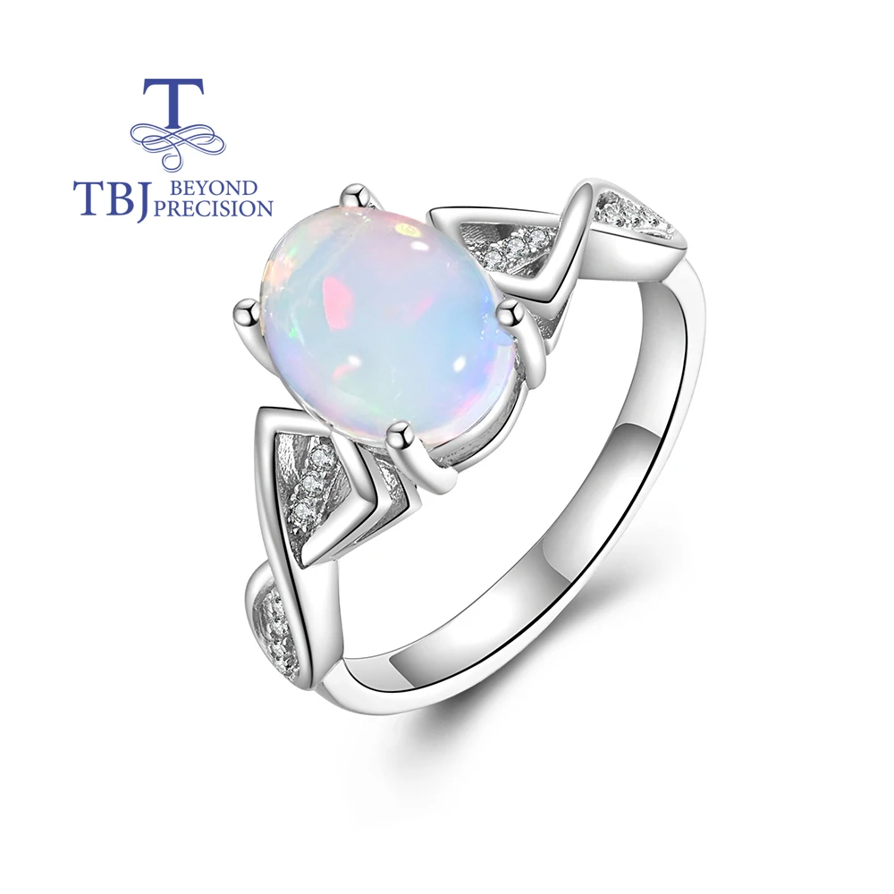 

Colorful natural oval 8*10mm ethiopia opal 925 Sterling Silver rings fine jewelry for women and girl's birthday and party gifts