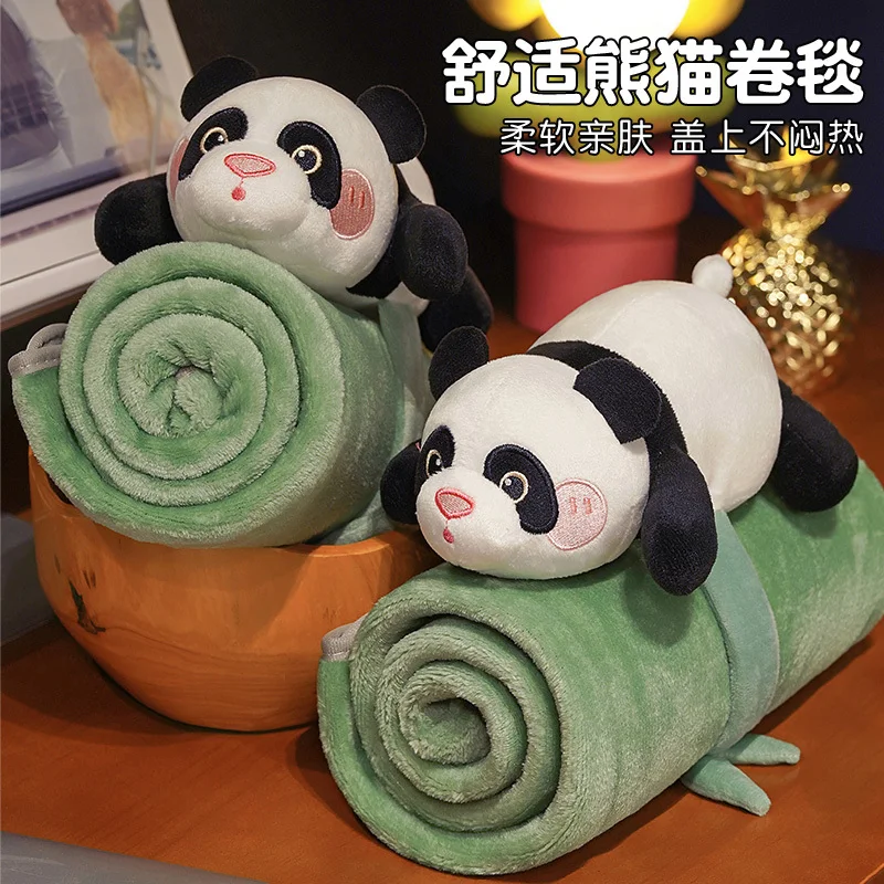 

19x11cm New Lovely Creative Lying Panda Plush Toy Three-dimensional Roll Blanket Comfortable Pillow Girls Kids Birthday Presents