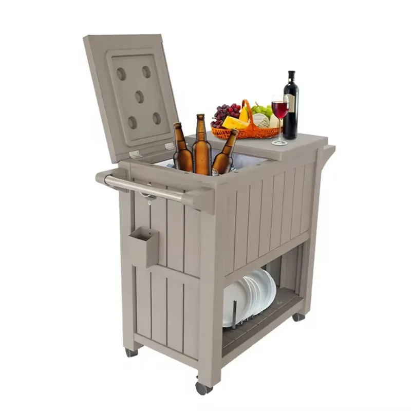 

Durable High Quality Mobile Cocktail Bar Table Portable Ice Cooler Bar Counter With Wheel