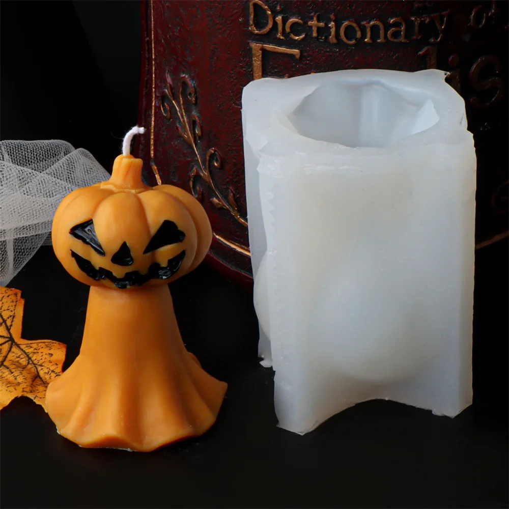 Halloween Angry Pumpkin Silicone Mold 3D Devil Ghost Face Pumpkin Scented Candle Ornament Soap Mold Candle Soap Making Supplies