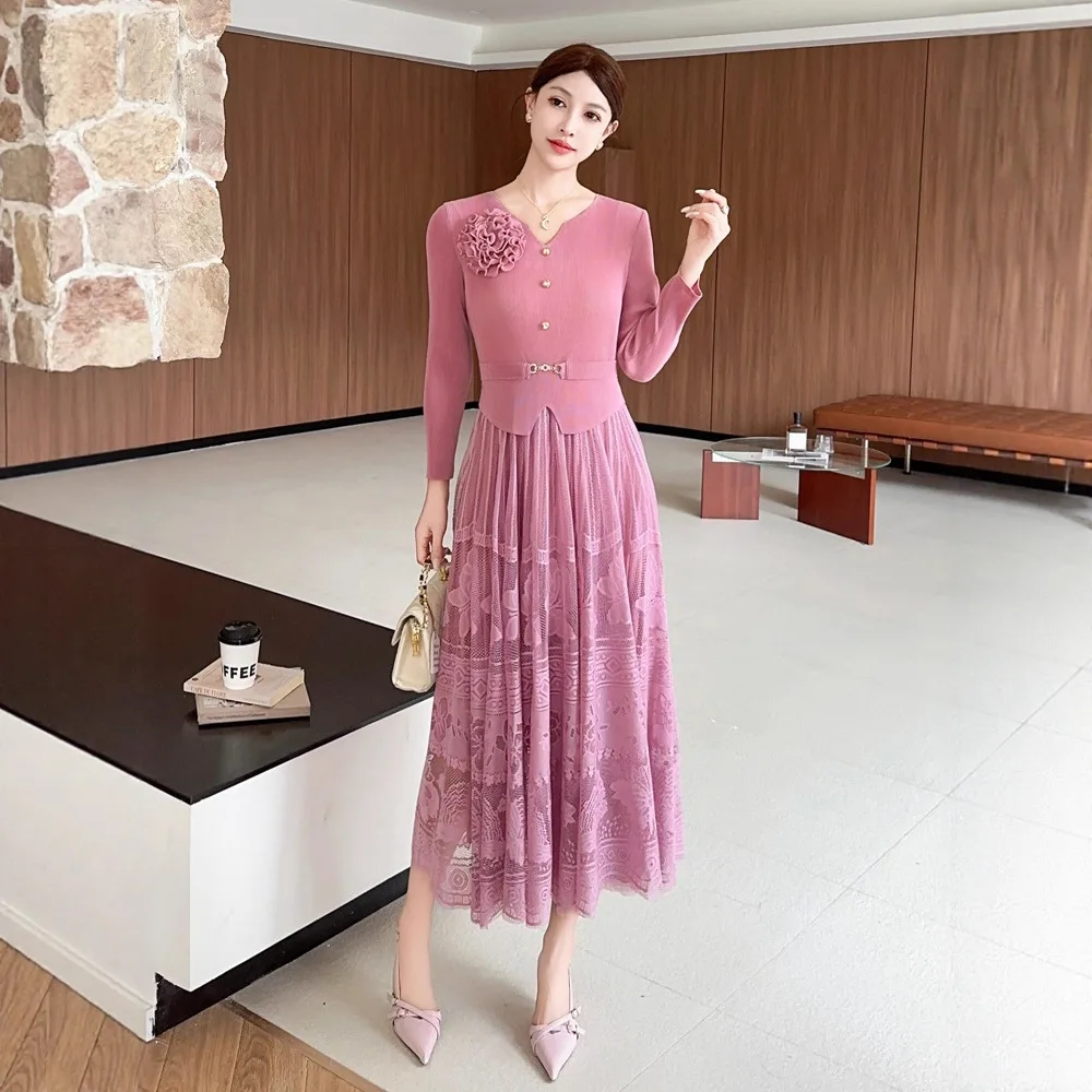 

Miyake Pleated Fake 2 Pieces African Dresses for Women Fashion Kaftan Outfits Dashiki Robe Africains Femme Africa Clothing 2025