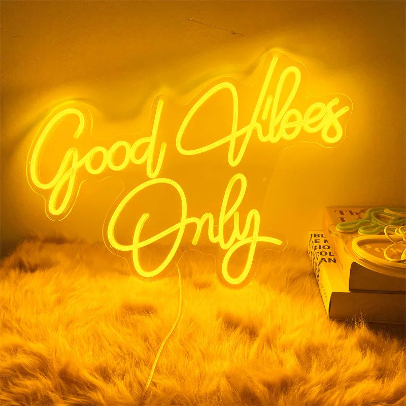 Imagem -03 - Good Vibes Only Neon Light Sign Lâmpada Led Personalizada para Quarto Sala de Estar Festa de Casamento Decoração de Parede de Aniversário