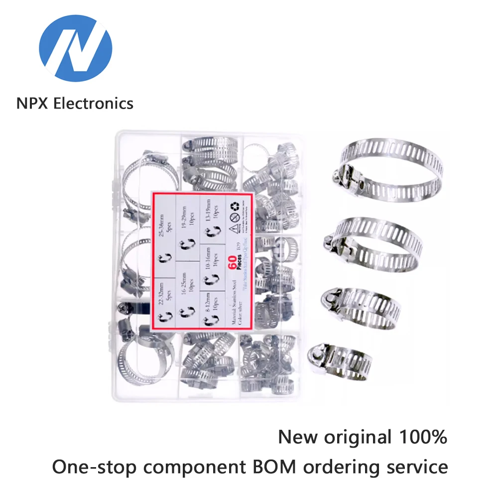 

7 видов, 60 штук горловых зажимов из нержавеющей стали, с размерами в диапазоне от 8 мм до 38 мм, зажимы небольшого размера.