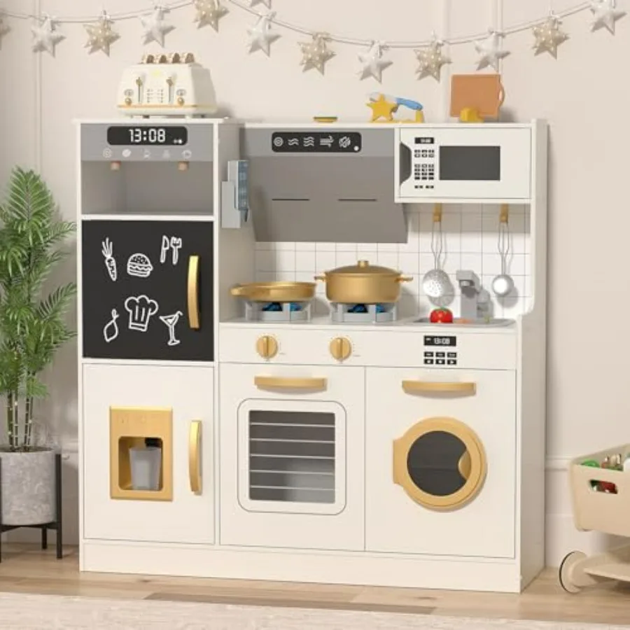 

Игровой кухонный набор BIERUM - Кухонный игровой комплекс с реалистичными световыми и звуковыми эффектами, 28 предметов, игрушечная еда, кухонная утварь, аксессуары, множество функций для игры