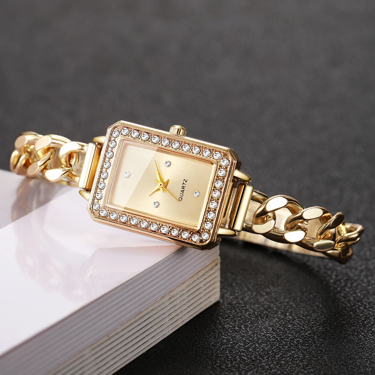 Elegant Rectangle Women Quartz Watch Fashion Bracelet Strap Ladies Wristwatch Reloj Mujer Girls Clock Gift(Without Box)