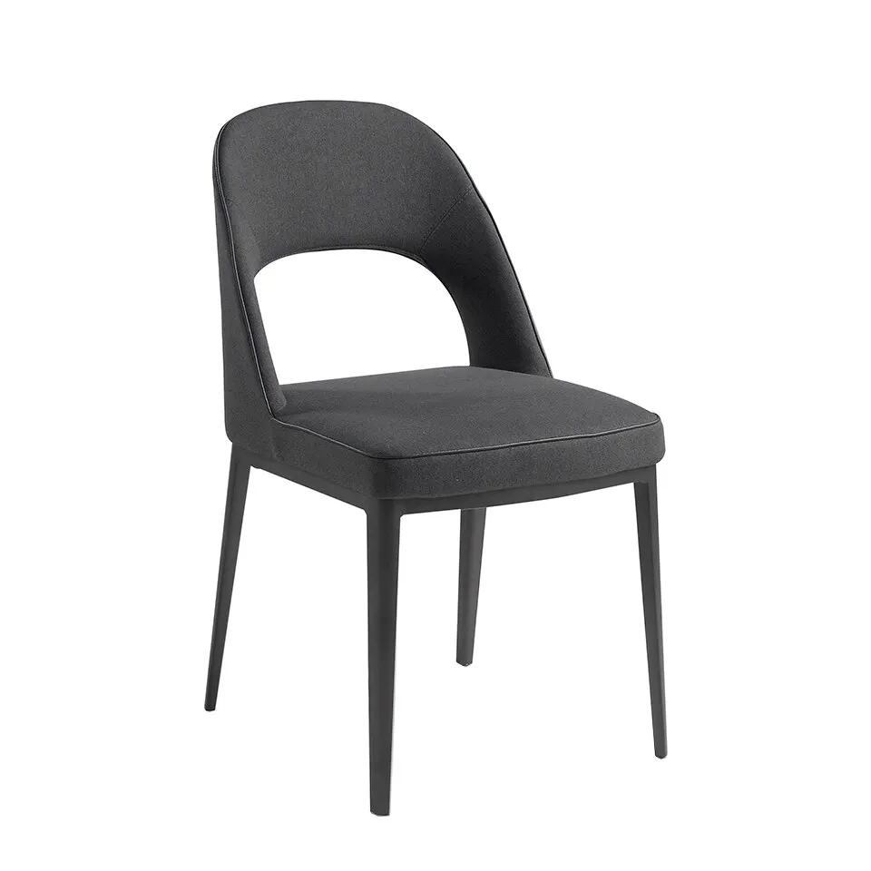 Chair 4023 Angel Cerdá-dining chair upholstered in fabric and leg structure in epoxy steel painted in black color.