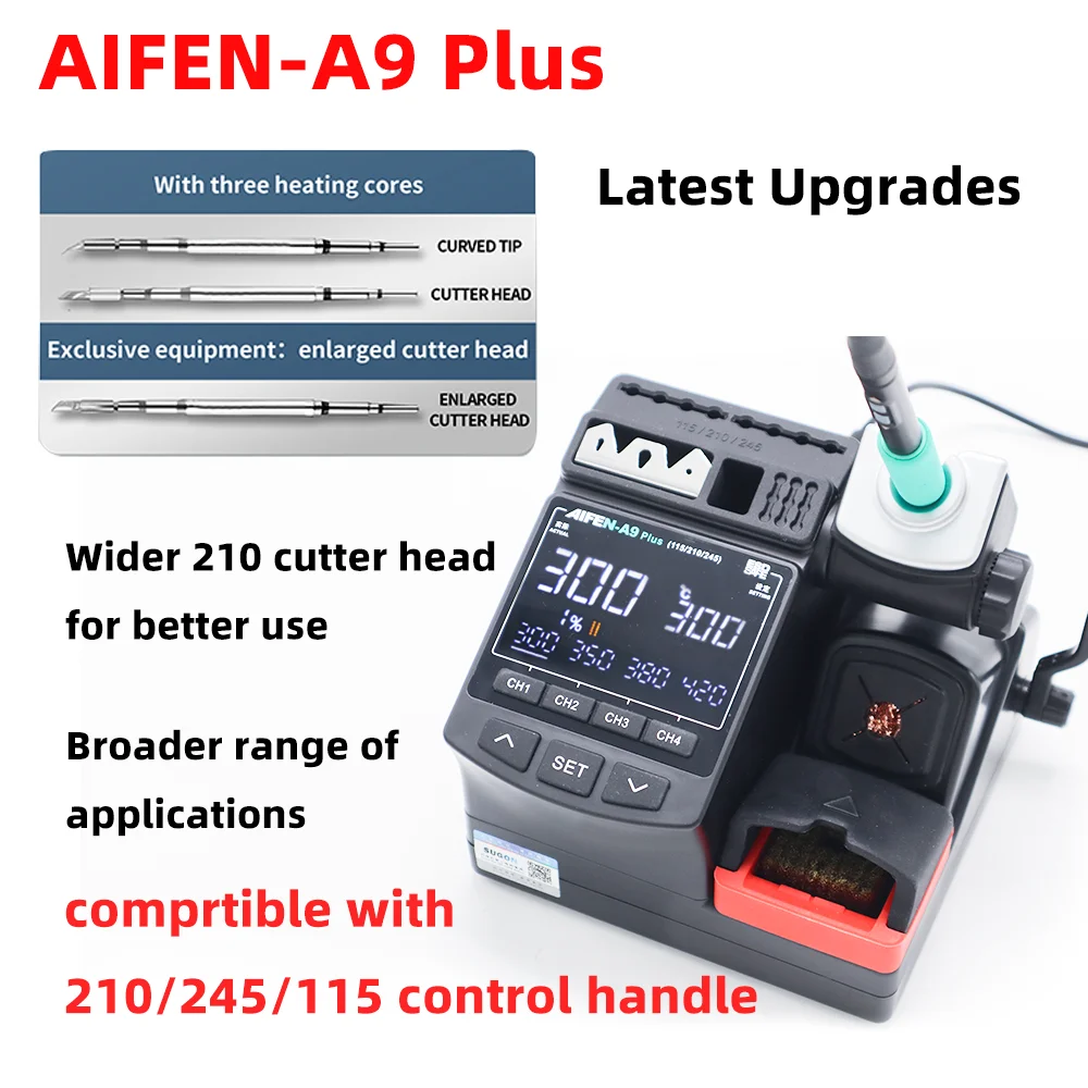 AIFEN A9 Plus Soldering Station Compatible Soldering Iron Tip 210/245/115 Handle Control Temperature Welding Rework Station