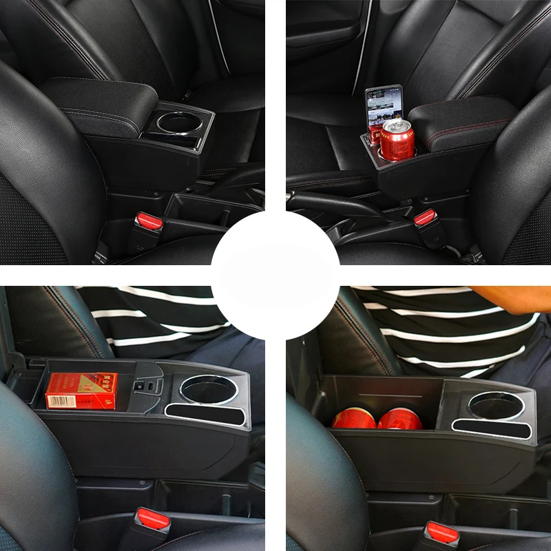 مسند ذراع لمقعد السيارة لهوندا صالح 3 لموسيقى الجاز الداخلية صندوق تخزين وحدة التحكم المركزية مع حامل الكأس 2014-2019 اكسسوارات السيارات الداخلية #6
