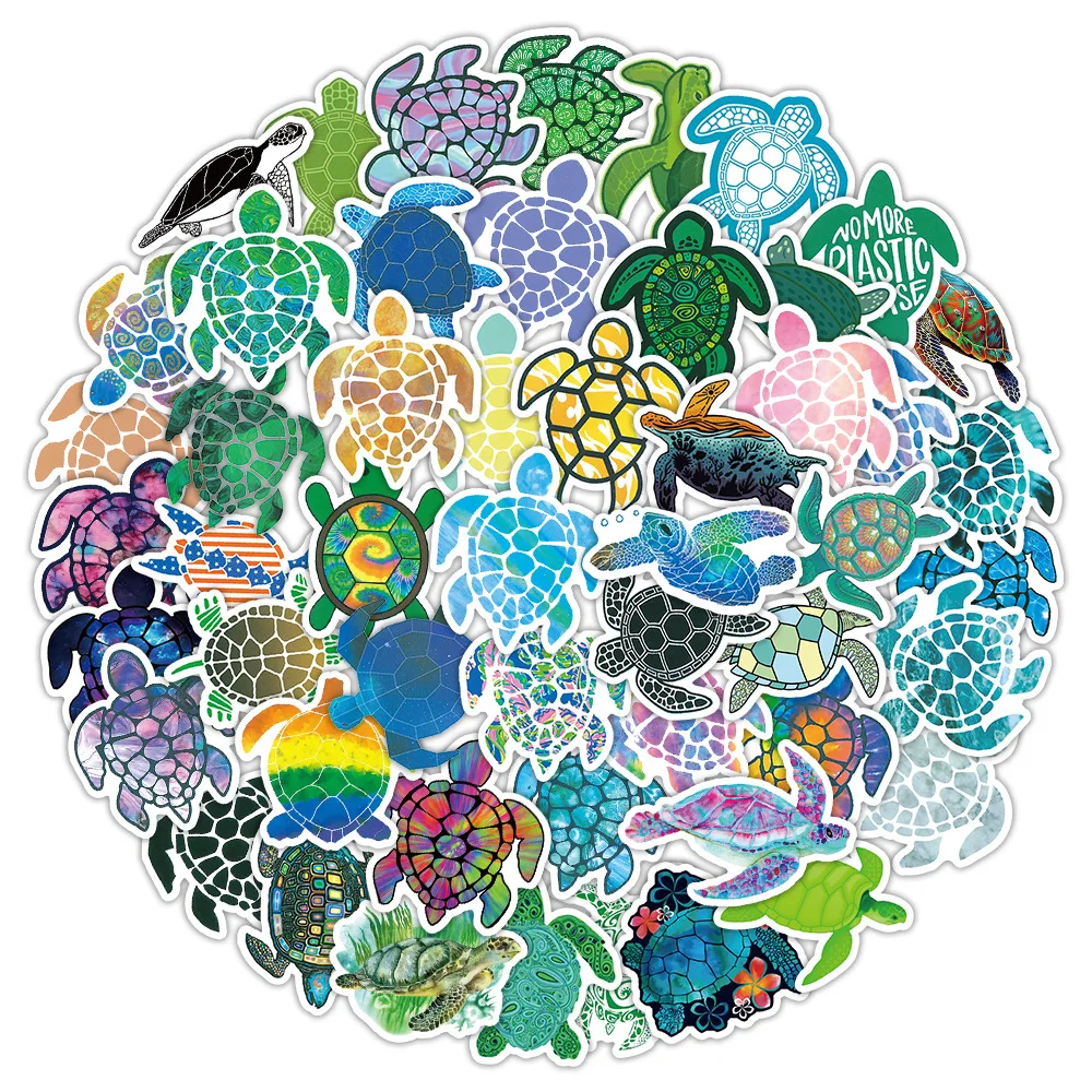 50/100Pcs INS Novelty Cartoon Sea Turtle Stickers PVC Waterproof Stickers Decals For Kids Boys Girls Toys Gifts