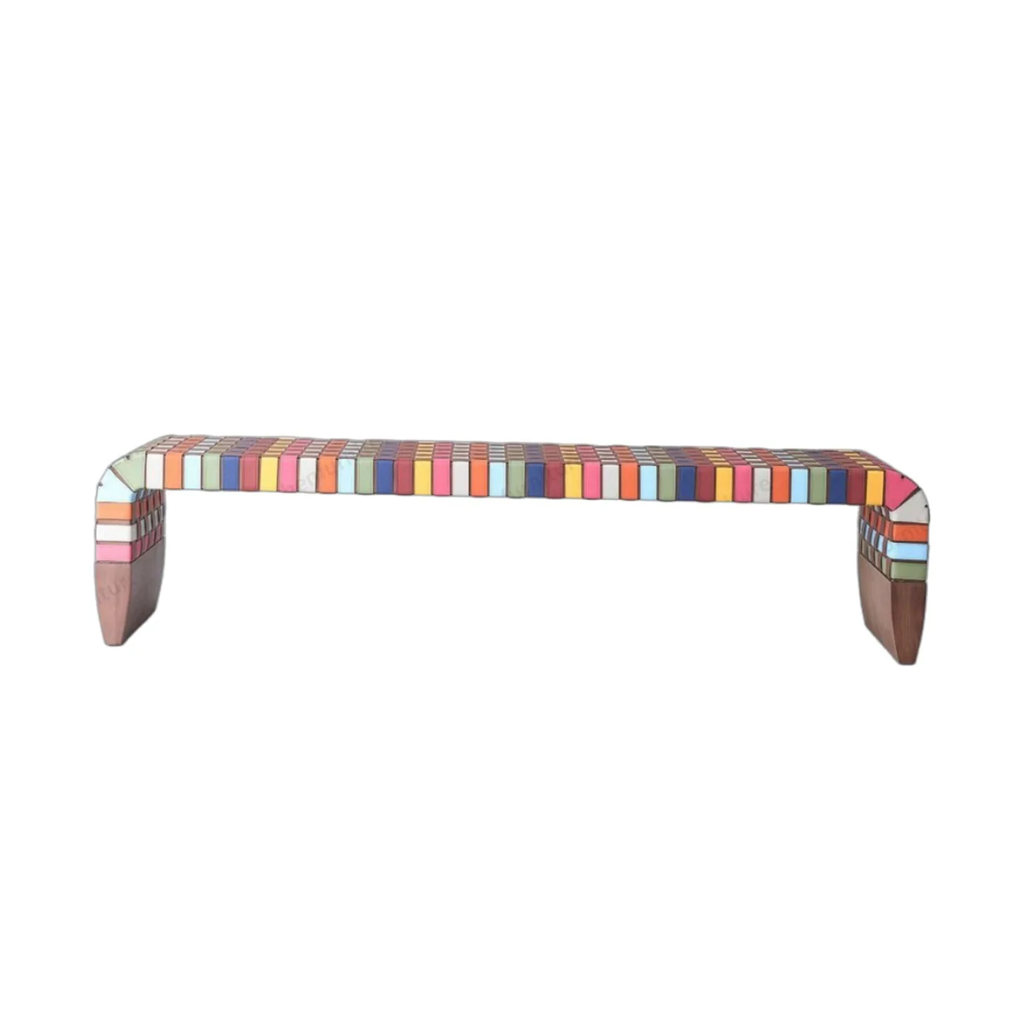 Italian light luxury minimalist saddle leather woven footbench bench, long bench, adult home bedroom, solid wood
