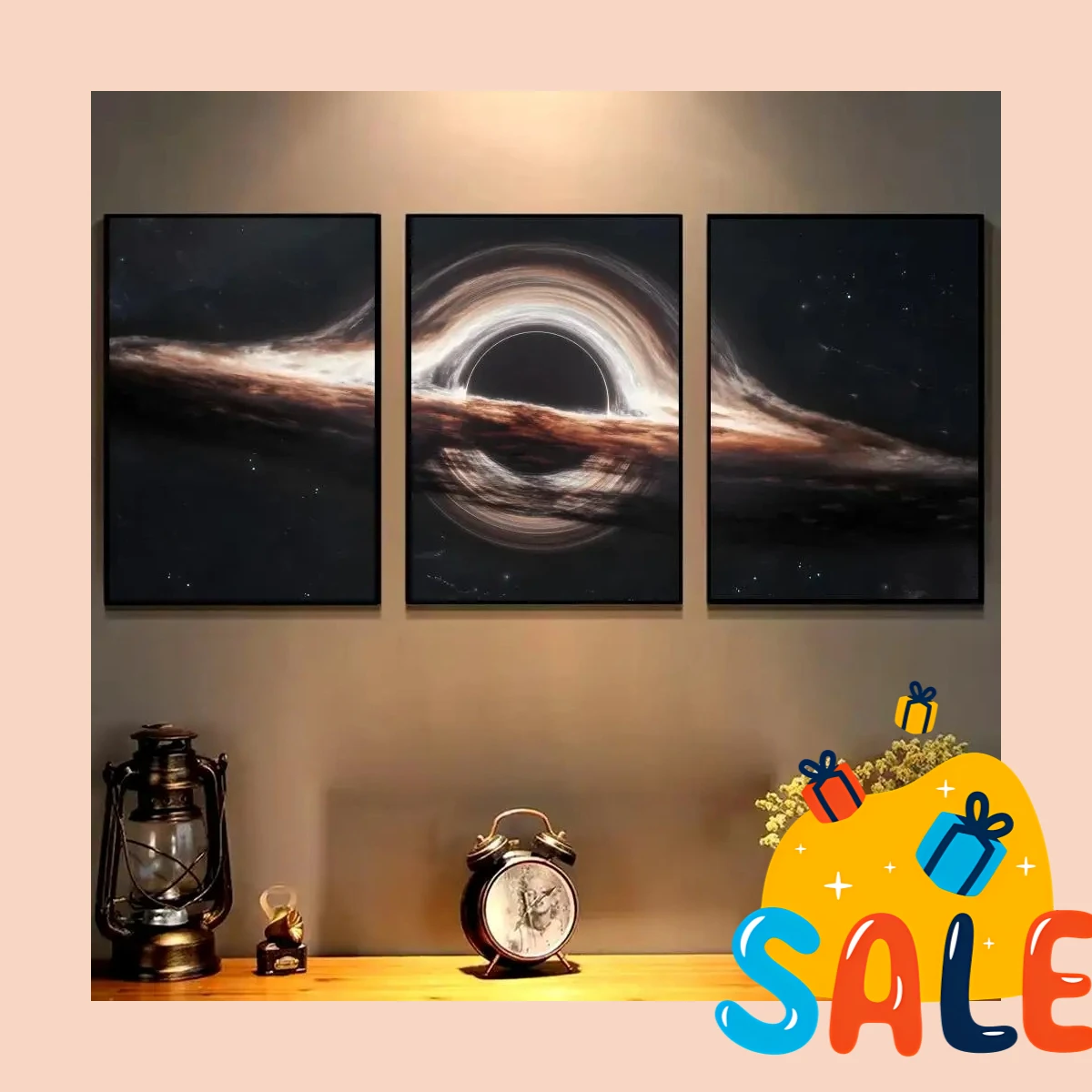 Cool Black Hole Painting Calligraphy Cotton Canvas Wall Art Poster - Aesthetic Painting for Living Room Bedroom Home Decor