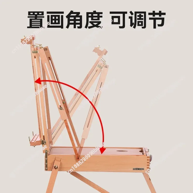 New Folding Tripod Painting Easel French Style Electric Sketch Stand With Storage Drawer & Artist Wood Palette For Amateur view 5