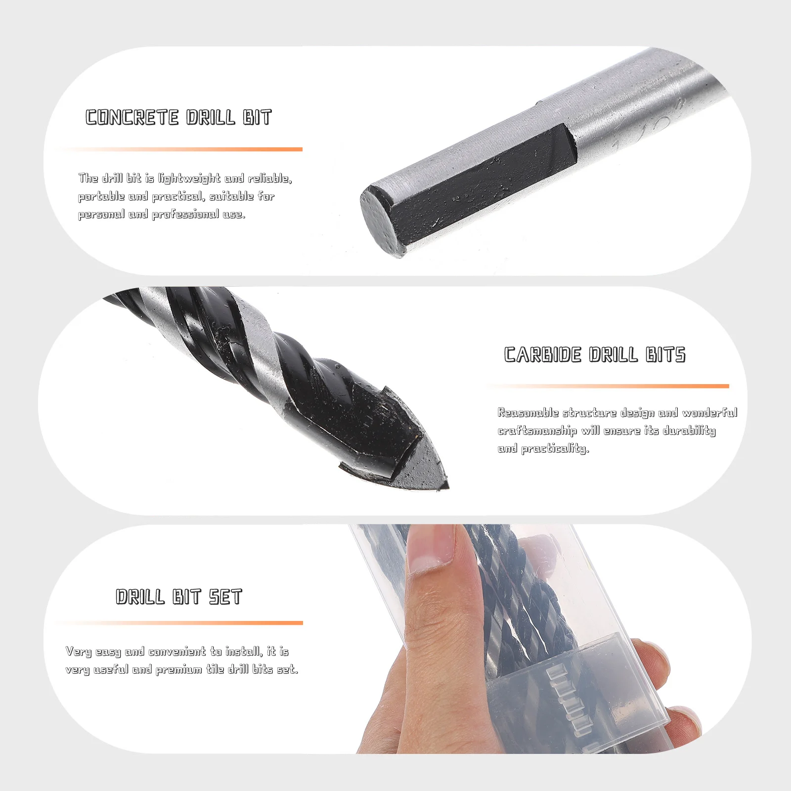 

10Pcs Carbide Drill Bits Set for Tile Brick Concrete Glass Wood Plastic Durable and Easy to Use Concrete Drill Bit