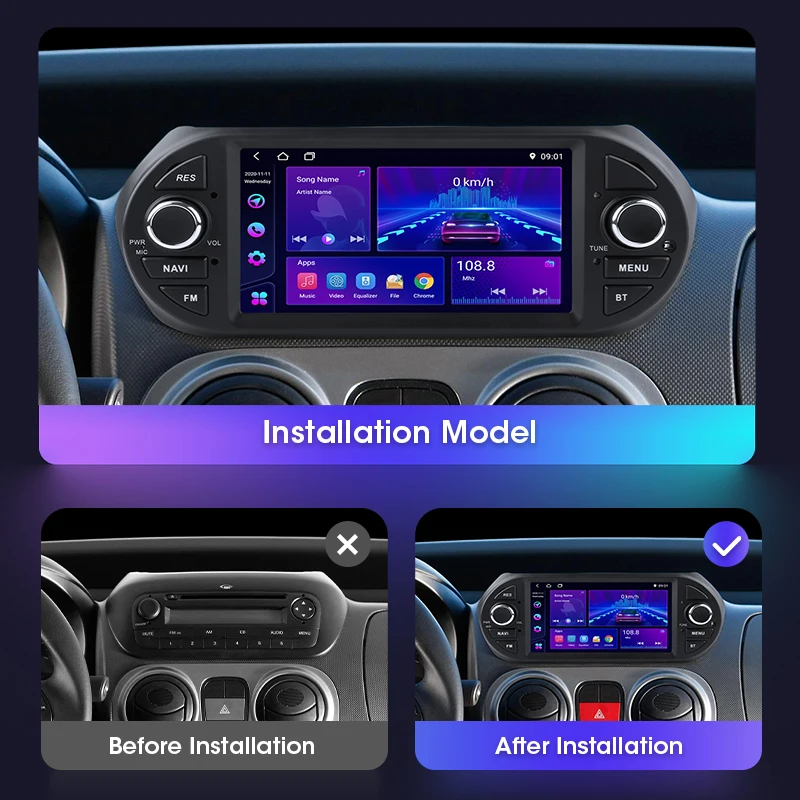 Srnubi 7inch Android Carplay Car Radio Multimidia Player For Fiat Fiorino Citroen Nemo Peugeot Bipper 2008-2017 2din Navigation