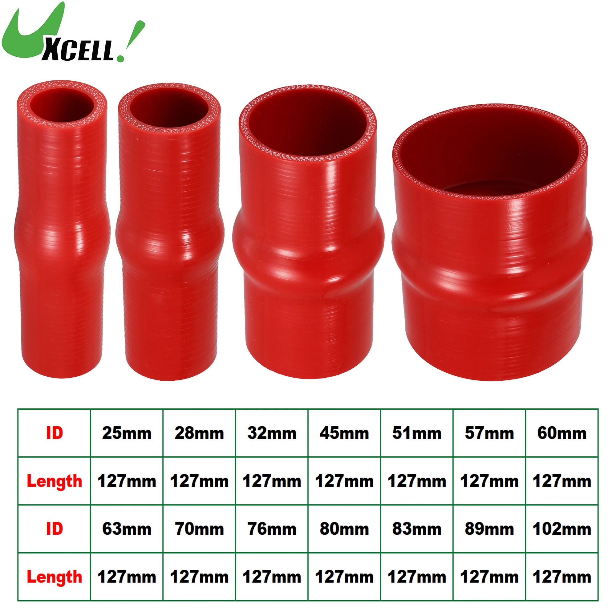 

UXCELL 25/28/32/45/51/57/60/63/70/76/80mm-102mm Inner Dia. Car Hump Silicone Hose Straight Coolant Hose 127mm Long Red