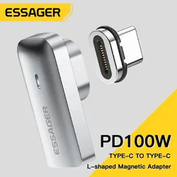 Essager PD 고속 충전 마그네틱 USB C OTG 어댑터, C타입 자석 커넥터, 맥북 노트북용, 20Gbp 데이터 동기화, 4K @ 60Hz, 100W