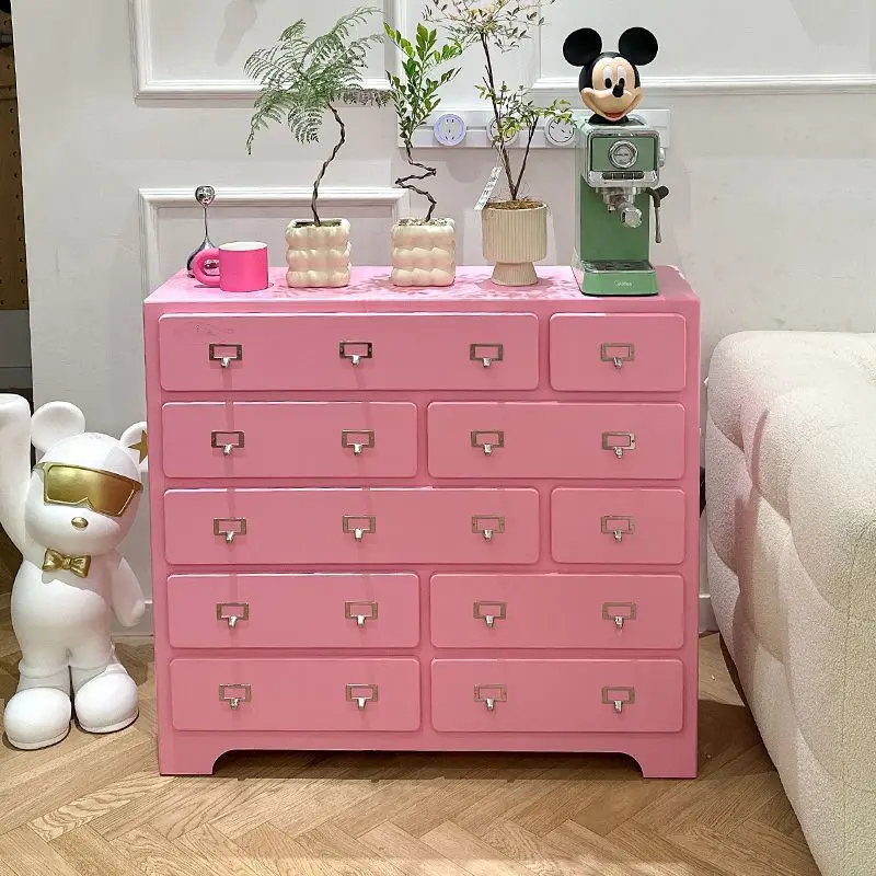 الدوبامين الوردي الخشب الصلب عشرة خزانة الصدر بسيطة الحديثة مدخل غرفة المعيشة غرفة نوم خزانة تخزين جدار درج خزانة