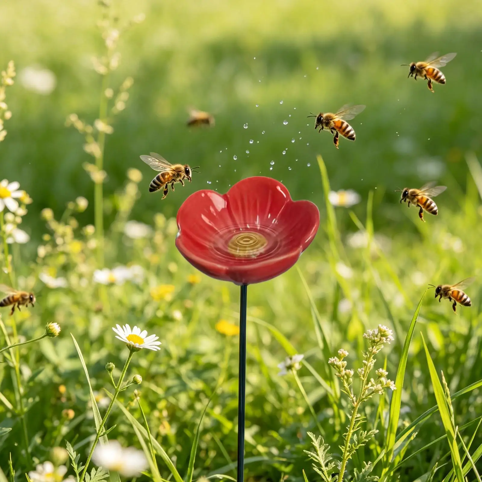 Bee Watering Station Ceramic Bee Water Feeder Multi-function Butterfly Bath Bowl Standing Bee Feeder For Garden Yard Decor