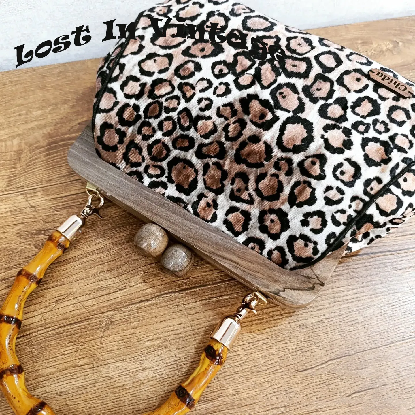 

Lost IN Vintage Independently Sew Brain Drum Wood Pockets Bag Handmade wooden mouth with Cao Chui Handle