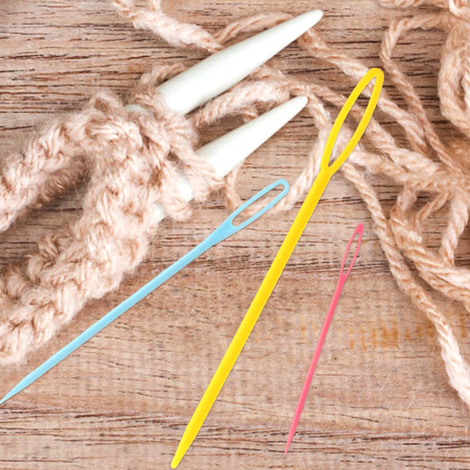 

1 set 1 Set Of Hand Sewing Needles Colorful Yarn Knitting Needles Lightweight Durable For Sweater Hat Scarf Diy Crafting Weaving