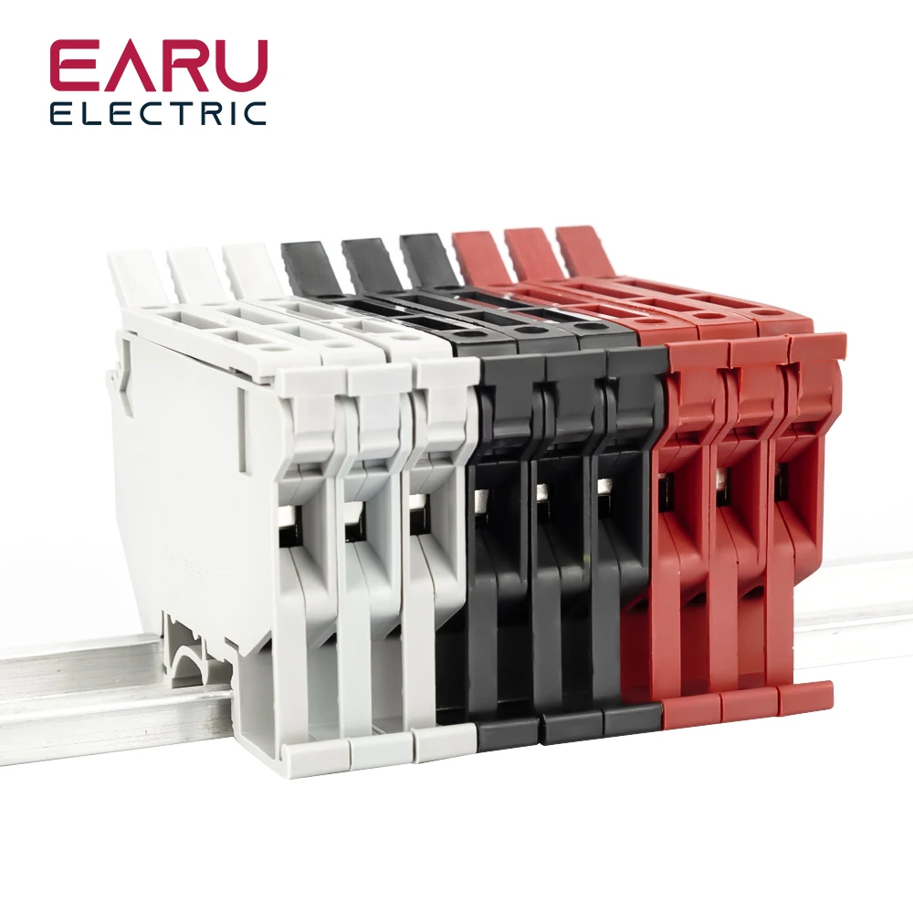 10 Teile/los Din-schiene Terminal Blöcke UK-5-HESI Schwarz Stecker Schraube Sicherung Terminal Block Stecker Schraube Sicherung Halter Leiter – Detail 6