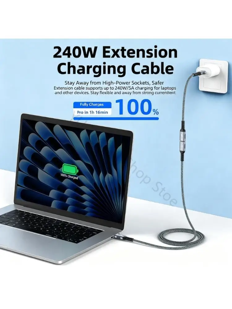 96BA 5K USB C Video Extension Cable Power Cord with Ribbed End Strain Relief