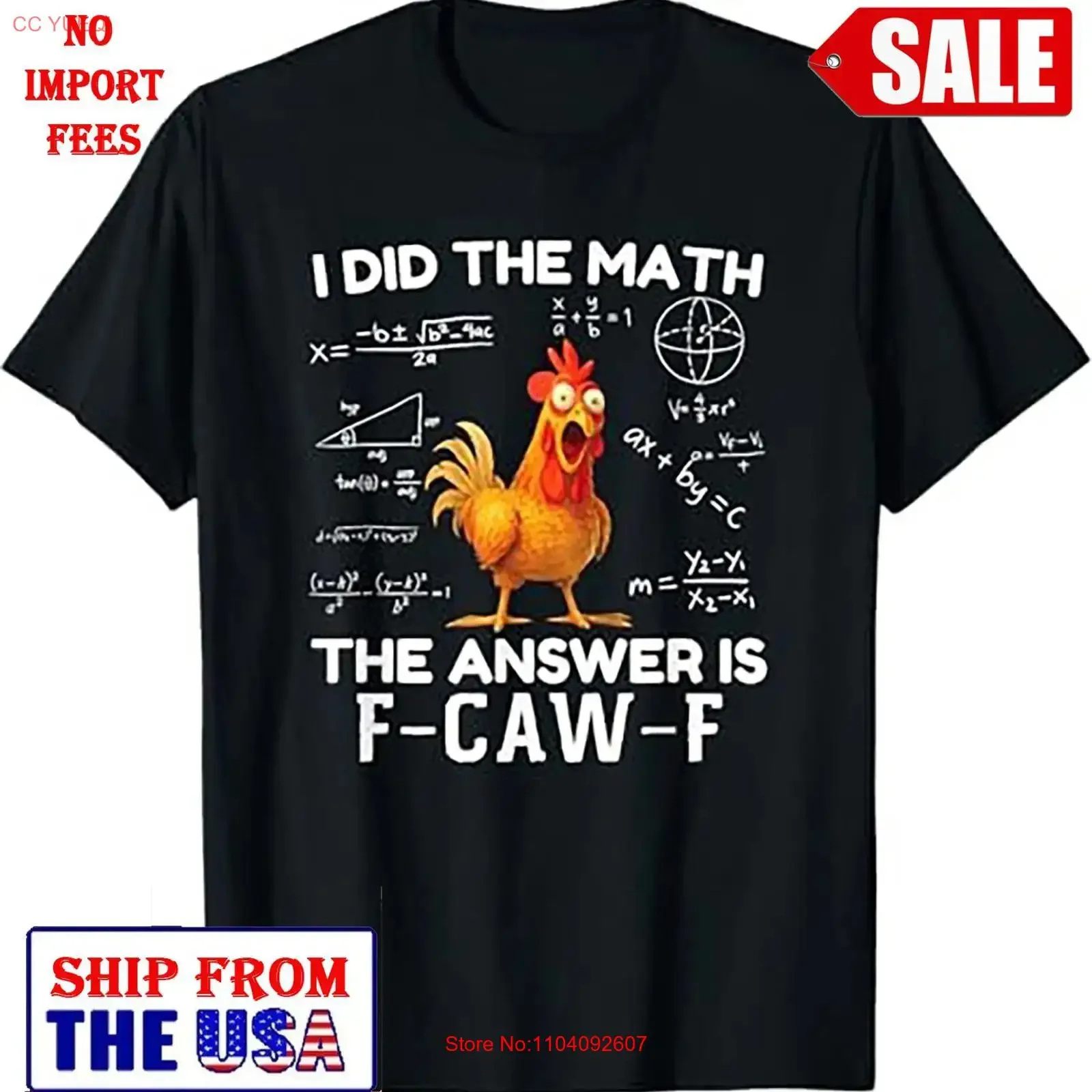 T-Shirt Vintage Con Meme 'I Did The Math Answer Is F Caw Chicken Rooster', Effetto Lavato, Leggermente Unisex, Morbida, Abbigliamento Casual Di Design-image