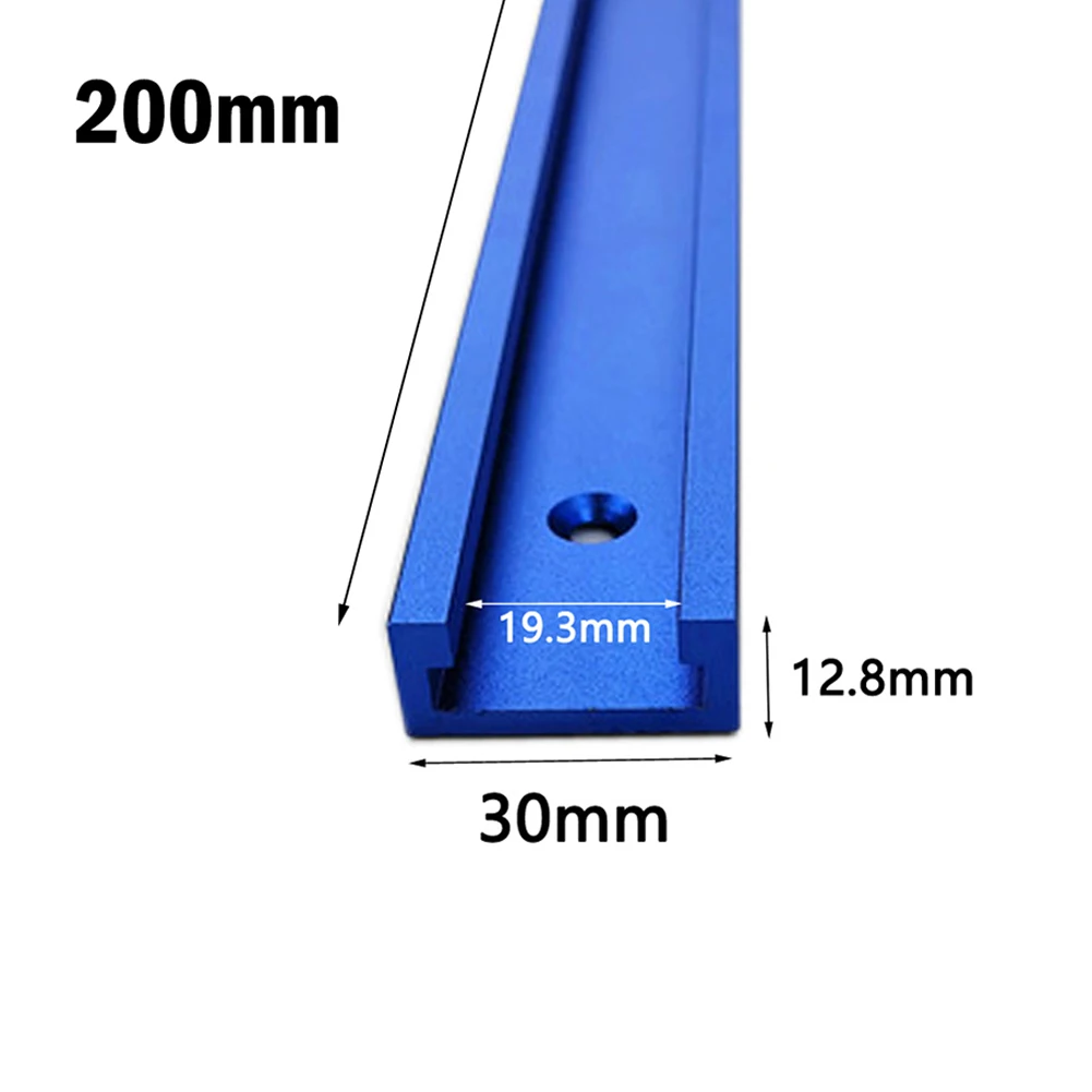 Werkzeug-T-Schiene, Holzbearbeitungsbank, Aluminiumlegierung und blauer Schlitz, Gehrungsschiene, T-Schienen, Tisch, 100–500 mm, hohe Qualität