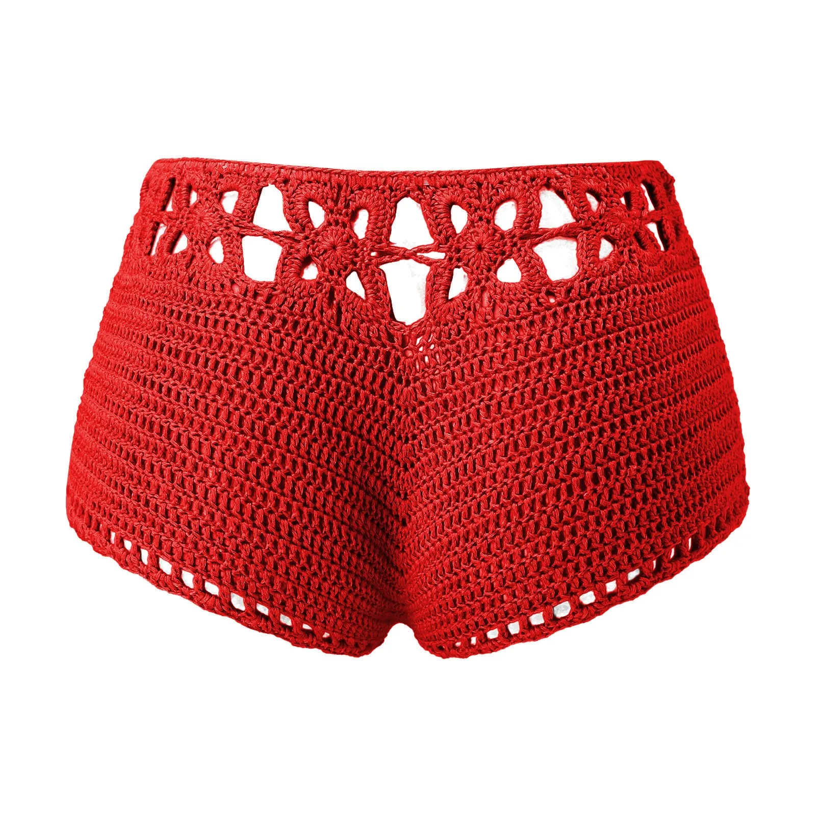 Calções de malha oco sexy feminino, tábua de surf de praia, mini crochê caseiro sólido casual, rede de algodão solto, quente, verão