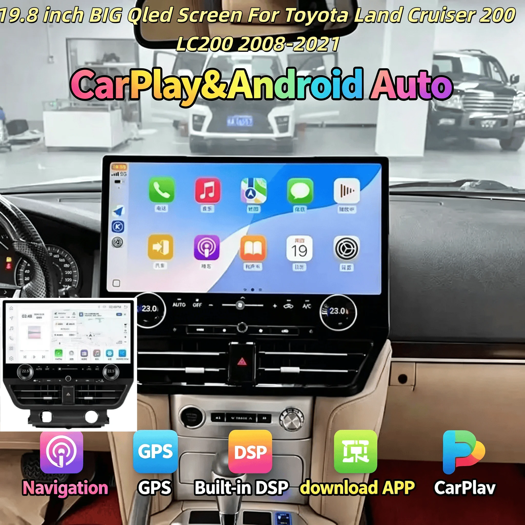H For Toyota Land Cruiser 200 LC200 2008-2021 Multimedia Android Car Radio Video Player Carplay GPS Navi Head Unit DSP BT 5.0