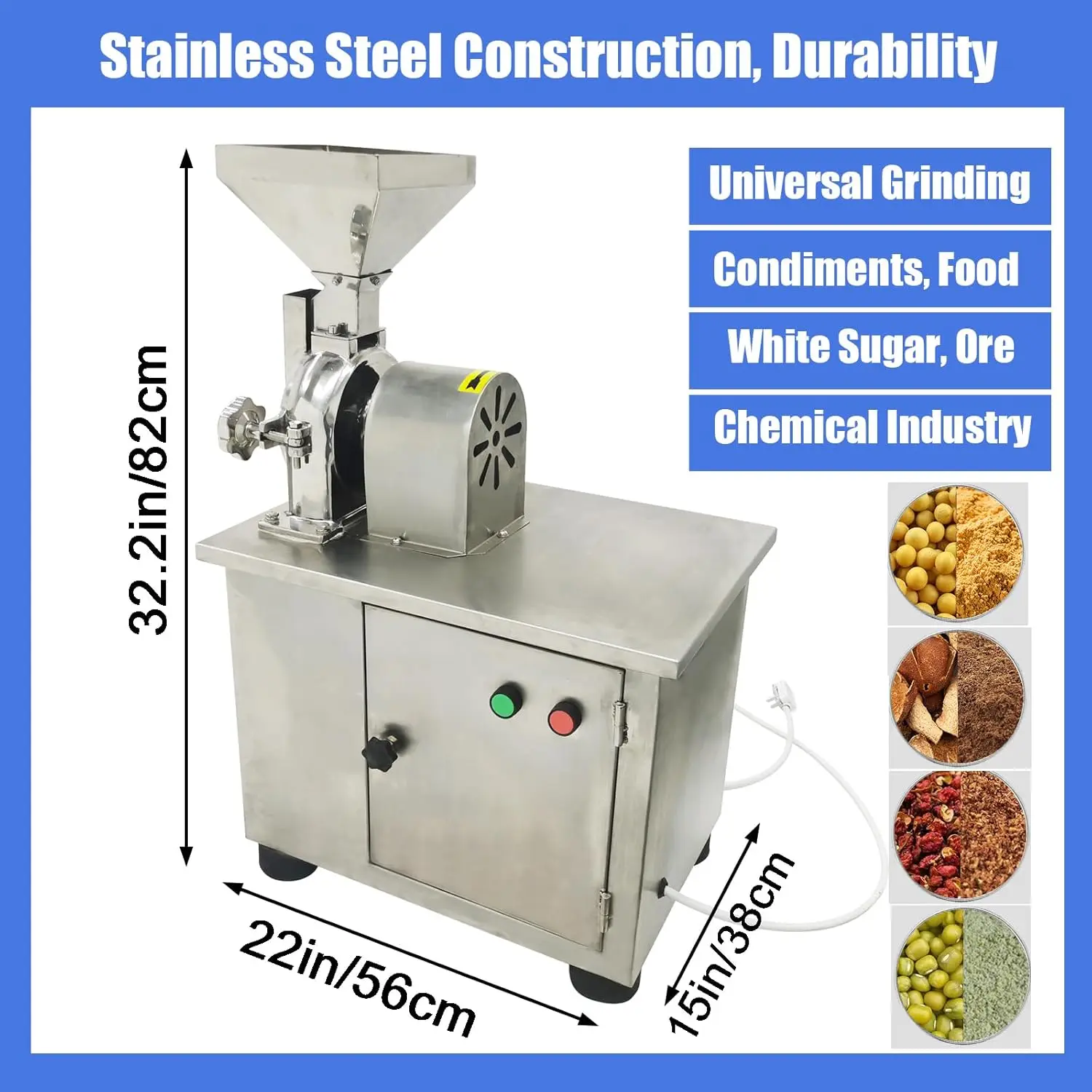 التجارية العالمية الطاحن مطحنة الحبوب الكهربائية الفولاذ المقاوم للصدأ مسحوق طاحونة آلة لفلفل فول الصويا الفول السوداني القهوة