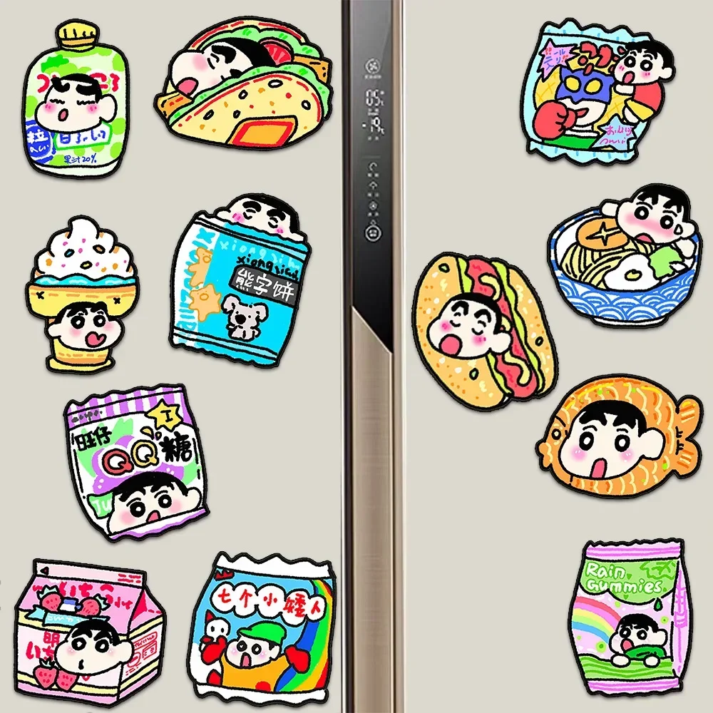 12pcs/set Cute Cartoon Refrigerator Magnet Crayon Shinchan Magnet Sticker Originality Home Decoration Birthday Gift for Children