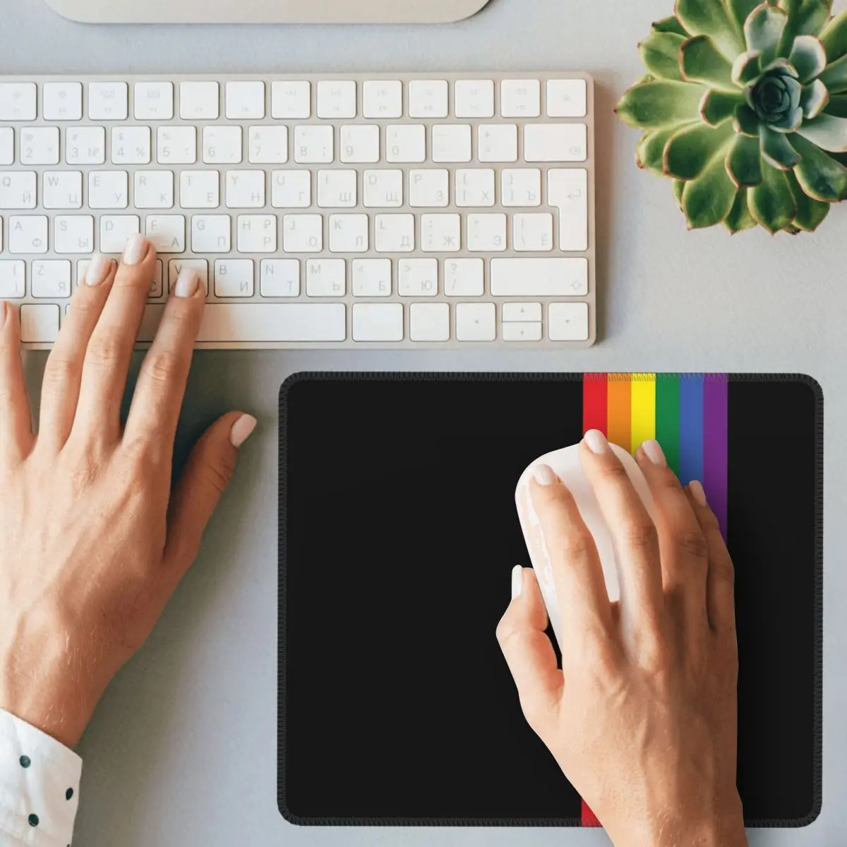 Rainbow Pride LGBT Strip Mouse Pad Keyboard Komputer Mouse Mat Gamer PC Desk Mat Aksesori Kantor Alas Meja