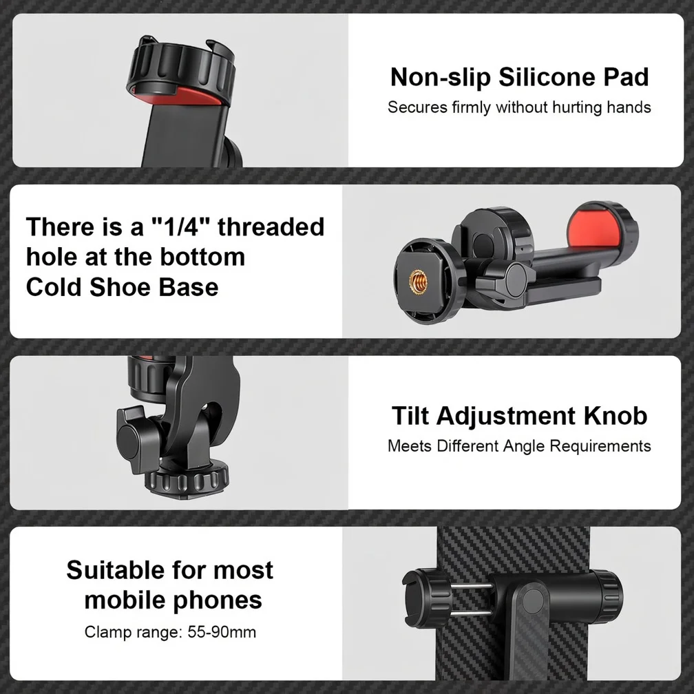 KVANNO 360° Universal Mobile Phone Clip Holder for iPhone Samsung Xiaomi 1/4