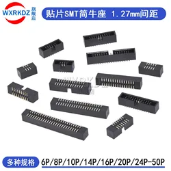 10pcs 1.27mm Pitch 6 8 10 14 16 20 26 30 34 40 50 60 Pin SMT SMD Male Shrouded Box Header IDC Connector