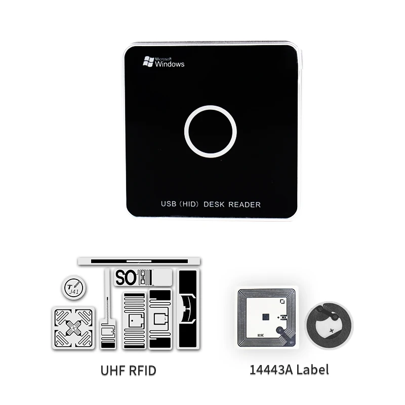 UHF RFID Reader Daul Frequency ISO18000-6C ISO14443A RFID Desktop Reader Writer Keyboard Mode HID USB Reader UHF RFID